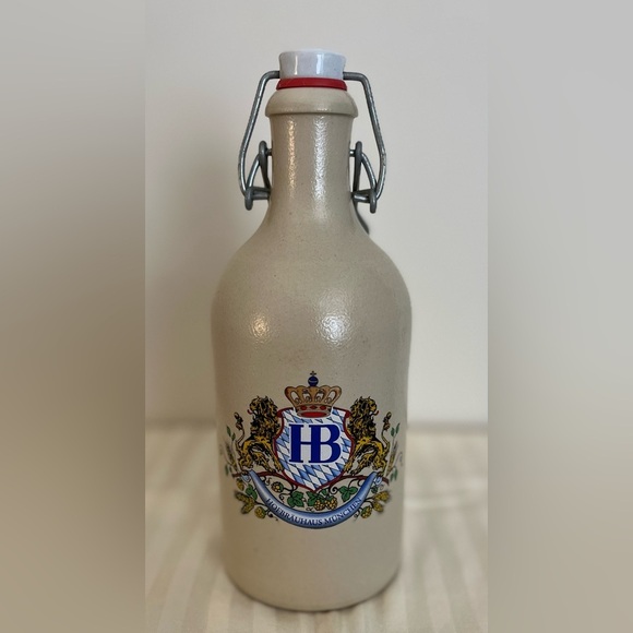 Vintage Hofbrauhaus Munchen German Beer Bottle MKM HB Stoneware w/Porcelain Cap - Picture 1 of 15